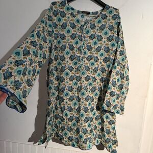 Agha‎ Noor Large Tunic Boho Resort Mandala Print Festival Coastal Colorful